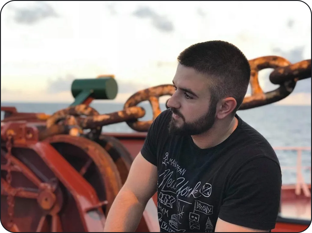 Stylianos on a tanker deck at sea